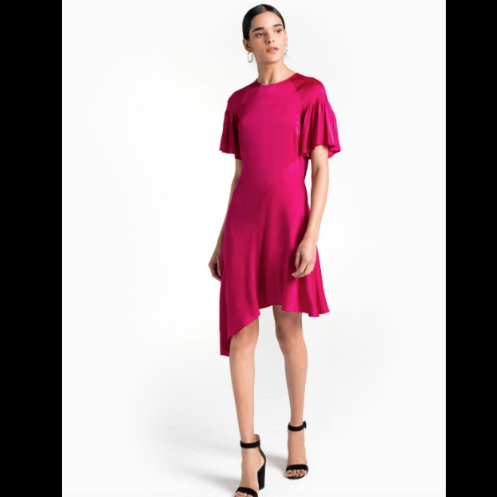 A.L.C. TILLY BERRY ASYMMETRICAL HEM SATIN DRESS 2